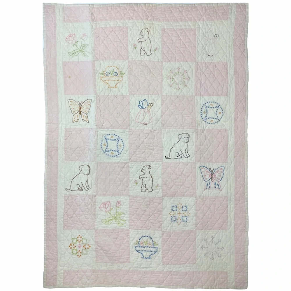 Vintage Quilt Patchwork Handcrafted Primitive Farmhouse Antique Baby Rare OOAK